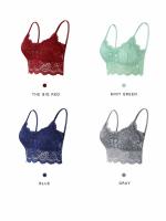 Top de Encaje Cómodo Lencería Sin Cable con Diseño Hueco para Mujeres 2pcs de Ropa Interior Sexy de Color Sólido - details 8