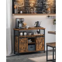 Aparador, Armario de Cocina, Armario de Almacenamiento, con 2 Puertas Correderas, 33 x 100 x 80 cm, Estantes Ajustables, para Salón, Marrón Rústico y Negro - details 1