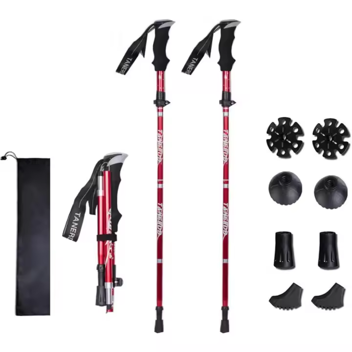 Senderismo, Bastón de Trekking Plegable 7075 Bastón de Trekking de Aluminio Aleación de Aluminio, Anti-Choque para Excursión Marcha Alpinismo Trail Viaje Mochilero Caminar - 1