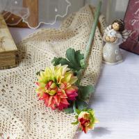 Crisantemo Artificial de 2 cabezas, flor de crisantemo de seda de tacto Real hecha a mano, flor de Dalia de simulación realista que no se decolora - details 16