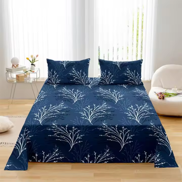 Sábana de Tela Suave de Temporada Toda Diseño Floral Plano 230x230cm Comodidad Tactile sin Funda de Almohada - 1