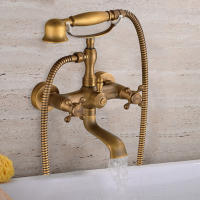 Juego de grifo de bañera de baño de estilo Retro, palanca única, ducha de mano, grifo mezclador de bañera - details 1