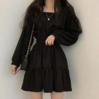Vestido adelgazante de cintura alta con cuello cuadrado, vestido suelto reductor de edad para mujer, talla pequeña - details 1