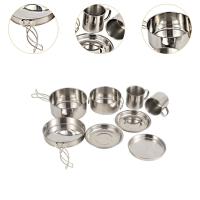 8 Uds utensilios de cocina para acampar Kit de desorden olla sartén taza engranaje portátil apilable ligero - details 4
