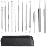Kit de Extractor de espinillas profesional, herramientas de acero inoxidable para eliminar espinillas y acné, 12 unidades - details 0