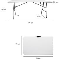 Mesa Plegable Rectangular 180x70x74cm Catering |   Mesa de resina con patas de acero plegables para eventos y terrazas |   Unidad (Blanca) - details 2