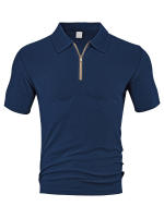 Hombre verano casual toalla suelta jacquard cremallera puerta digan hombre manga corta Polo - details 19