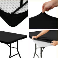 Mantel rectangular elástico de LICRA de 4/6/8 pies, lavable y resistente a las arrugas, cubierta para mesa de Patio, 1 ud. - details 0