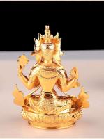 Hengjia Pins Xizang Accesorio chapado en oro Avalokitesvara de cuatro brazos 3 pulgadas - details 8