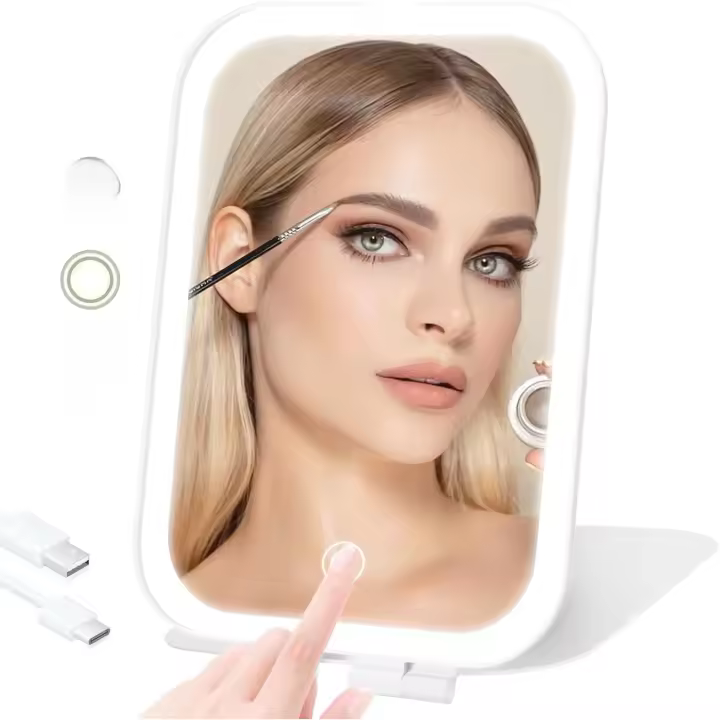 Puiuisoul Makeup Life, portátil con luz, 3 configuraciones de luz estables, espejo de tocador recargable por USB para dormitorio, oficina - 1