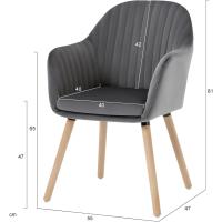 Silla de Comedor Estilo Vintage Juego de 1, Silla Cocina, Silla Nordica con Respaldo y Reposabrazos, Tela Pana, Estructura de Madera, Sillas para Tocador, Escritorio, Crema, EZS26cm-1 - details 101