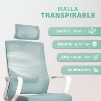 Silla de Oficina Ajustable y Reclinable Soporte Lumbar, Reposacabezas Ajustable, Transpirable, Ruedas Giratorias 360° Soporte hasta 100kg Azul - details 3