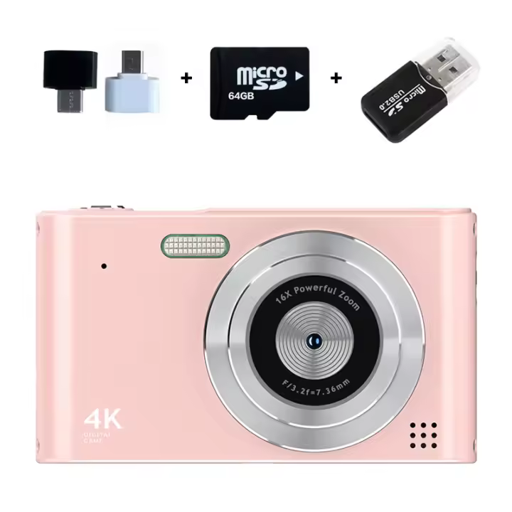 Cámara digital retro para estudiantes-con tarjeta de memoria de 64 G-zoom 16x con flash-cámara ccd con filtro múltiple-apta para principiantes - 1