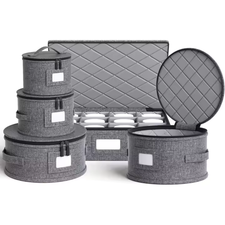 Contenedores de almacenamiento de China Caja rígida para mover platos, platos, vino y copas, vajilla, tazas, platillos, organizadores acolchados para embalar, contenedores de almacenamiento de - 1