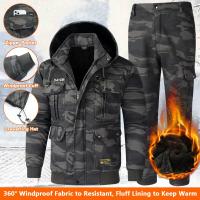 Conjunto de Abrigo y Pantalones para Invierno para Hombres Abrigo de Peluche Grueso, A Prueba de Viento, Ideal para Esquiar y Escalar - details 2