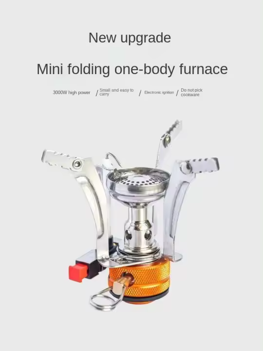 Estufa de Camping Portátil Mini Mochila con Enchufe Piezoeléctrico y a Prueba de Viento - 1