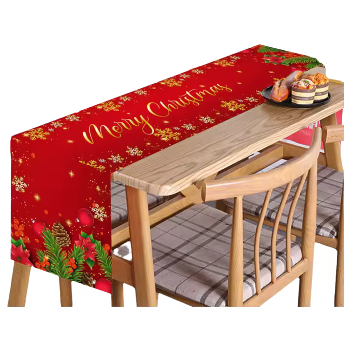 Mantel de Copo de Nieve Rectangular de Poliéster Ideal para Cena de Año Nuevo Decoración del Hogar - 1