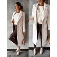 Abrigo de lana de manga larga Simple para mujer, moda de otoño e invierno - details 8