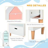 Estantería de Madera para Niños Diseño Compacto de 4 Estantes y Cajón Ideal para Libros, Juguetes, DVDs Blanco y Azul - details 5