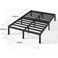 Cama 150x190 cm - Altura 36 cm con Almacenamiento Debajo de la Cama - Marco de la Cama de Plataforma de Metal - Negro - details 1