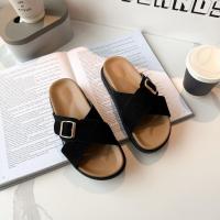 2025 Sandalias de verano para mujer, suela gruesa, plataforma cruzada, chanclas de playa retro, correa única, zapatos casuales - details 38