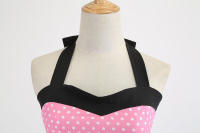 Vintage Women Summer Polka Dot Print Halter Party Dresses - details 26