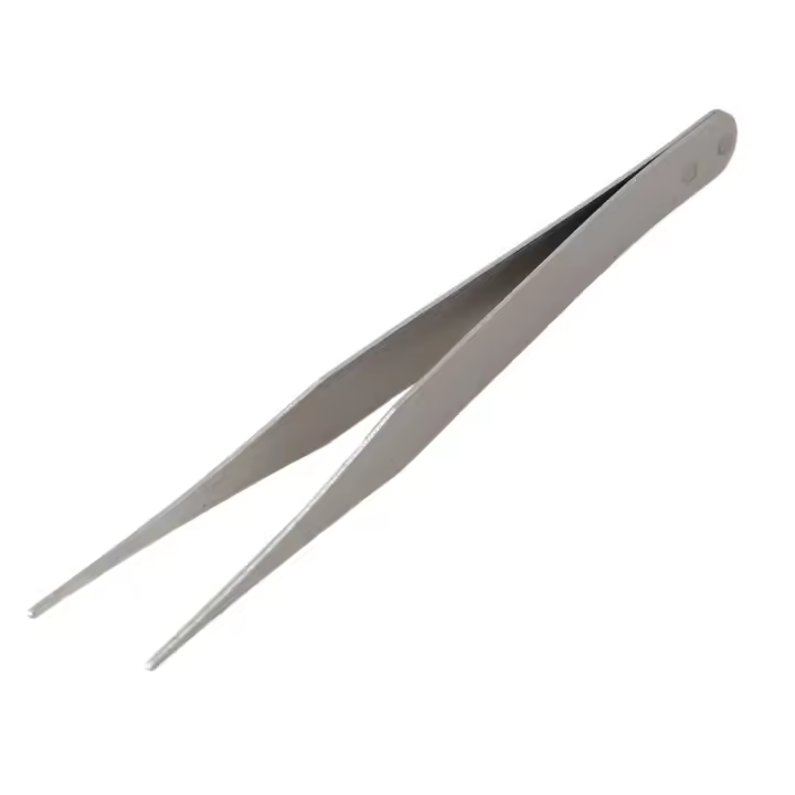 Pinzas rectas puntiagudas de tono plateado, punta fina, 4, 1/2" - 1