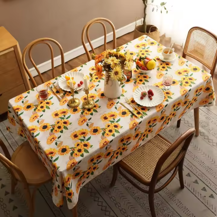Primavera Suower mantel verano naranja ral lavable cocina mesa de comedor cubierta para pícnic al aire libre decoración del banquete de boda - 1