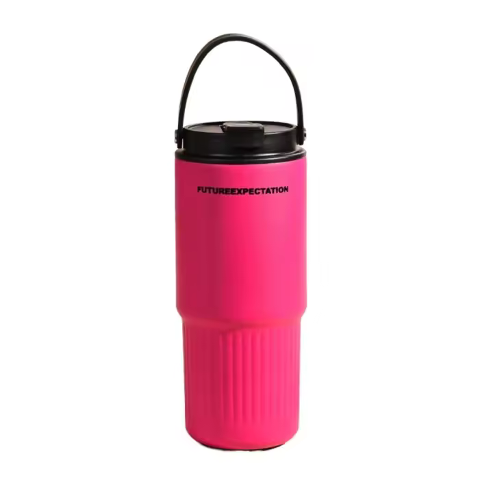 Taza de agua con pajita para coche de acero inoxidable 316, botella de agua aislada de doble bebida de 750ML, botella termo de gran capacidad a prueba de fugas - 1