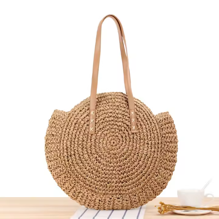 Nueva bolsa tejida de cuerda de papel de hombro redondo hueco simple bolsa de playa bolsa de mujer de moda bolsa de papel - 1
