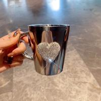 "Taza de Café Corazón con Diamantes - Acero Inoxidable 304, Diseño Elegante, Taza Viaje para Mujer, Regalo Romántico con Purpurina |   Envío Rápido Miravia" - details 0