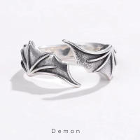 Anillo creativo Retro con alas de demonio y Ángel para hombres y mujeres anillo abierto gótico Punk hecho a mano accesorios de joyería Unisex regalo para amantes - details 2