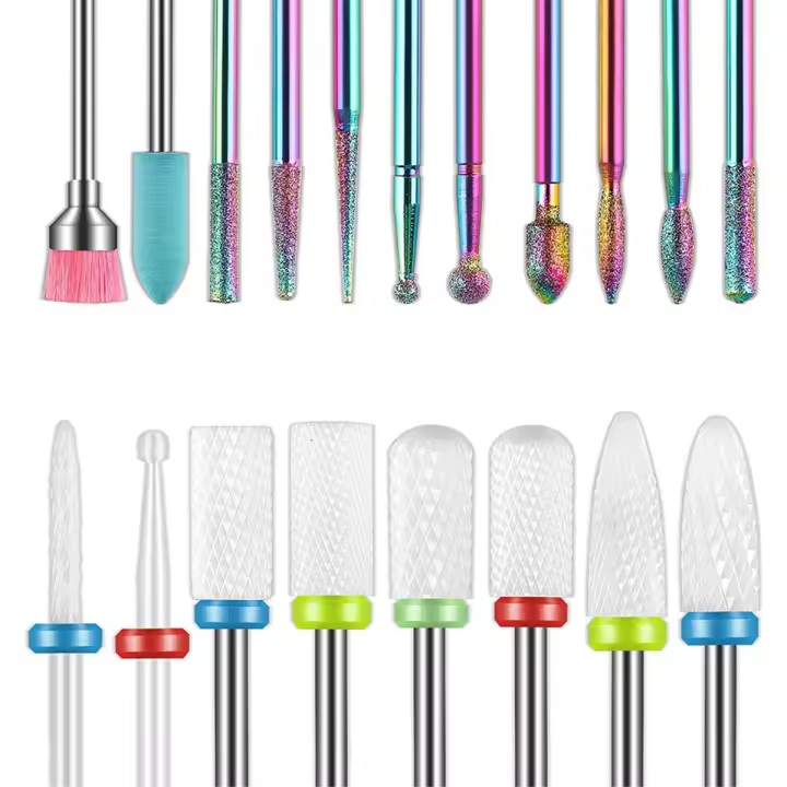 Juego de brocas para uñas de 3/32 pulgadas, set de 19 piezas, Lima eléctrica de diamante para cutículas y uñas de Gel acrílico de cerámica - 1