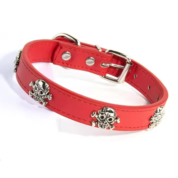 Suministros para mascotas, Collar de cuero para perro, Collar personalizado a la moda para gato, exquisita correa ajustable para el cuello para cachorros - 1