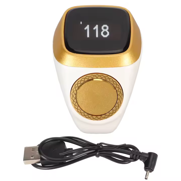 Contador electrónico de 18 mm Pantalla digital de 0,49 pulgadas Anillo de dedo de conteo inteligente con recordatorio de vibración Blanco - 1