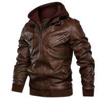 Chaqueta de cuero para hombre, chaqueta informal de PU de otoño e invierno, abrigo de cuero, ropa informal para deportes al aire libre a prueba de viento - details 3
