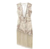 Vestido de verano sin mangas para mujer, traje Sexy con escote en V, estampado Irregular, borlas, Espalda descubierta, ajustado - details 1