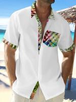 Nueva camisa hawaiana de manga corta con estampado de playa turística, adecuada para caminar por la calle, ocio, primavera y verano. - details 21