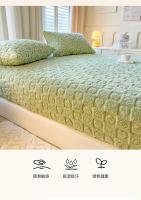 Funda de colchón de terciopelo grueso, Protector de almohadilla de cama tejido de amor, Sábana bajera cálida de felpa para el hogar, colchas de dormitorio - details 5