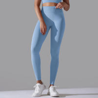 Hamidou-pantalones de Yoga sin costuras para mujer, ropa deportiva de Fitness, Leggings de cintura alta, pantalones de ejercicio para correr, 11 colores - details 52