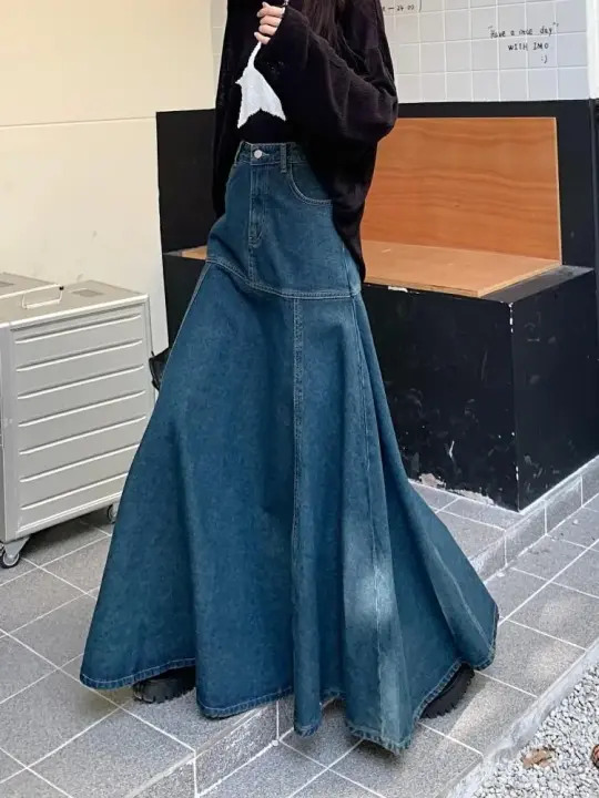 Falda de Denim de Cola de Pescado Versátil de Cintura Alta Moda para Mujeres Vestidos - 1