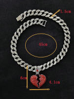 Cadena De Miami Iced out 15mm Con Colgante De Corazón Rojo De Hip Hop Joyería De Aleación Y Rhinestone Para Hombres - details 5