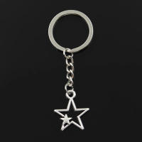 Llavero De Estrella Doble Hueco En Color Plateado Antiguo Moda Llavero De Metal Para Hombres Y Mujeres Adorno De Joyería Regalos - details 0