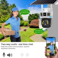 Cámara de vigilancia alimentada por energía Solar, Triple pantalla, 360 °, exterior, día-noche, a todo Color, remota, inalámbrica, 3 pantallas - details 6