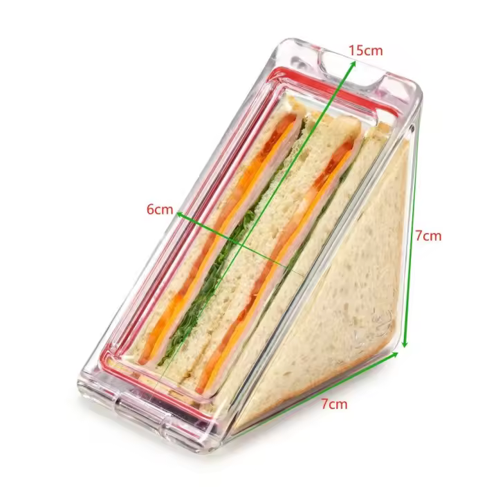 Contenedor de sándwich triangular reutilizable, caja de Bento transparente de acrílico, cajas de cuña de almuerzo DIY, herramientas de pastelería para hornear - 1