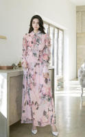 BGTEEVER-vestido de gasa con estampado Floral para mujer, traje elegante de manga larga con cuello de lazo, cintura ajustada, primavera y otoño - details 4