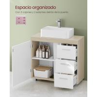 Mueble Bajo Lavabo Armario de Baño con 3 Cajones Diseño Trasero con 2 Compartimentos - details 29