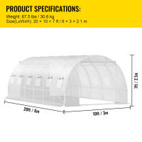 SucceBuy Invernadero con túnel de entrada, casa caliente portátil para plantas con aros de acero galvanizado, puertas con cremallera y ventanas enrollables - details 4