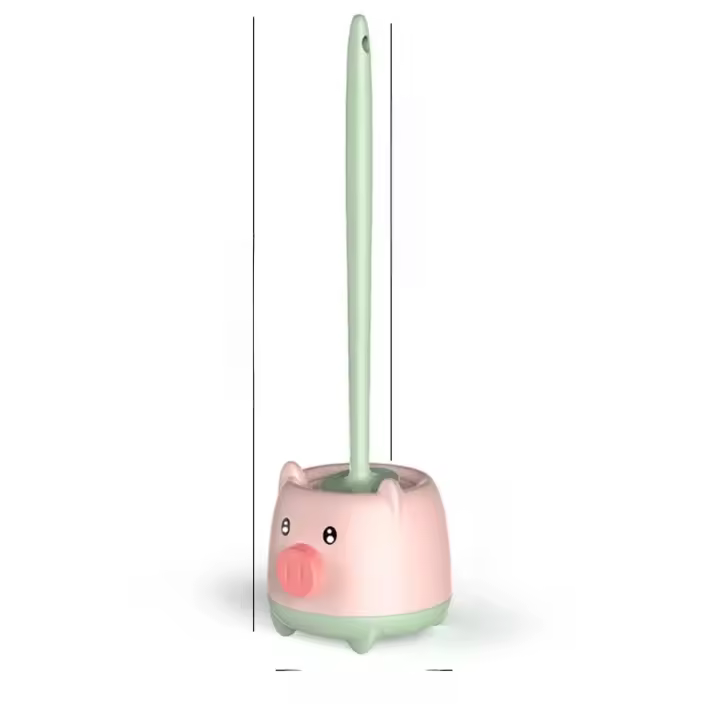 Cepillo De Inodoro Lindo De Cerditos Set De Limpieza De Baño Colgante Sin Esquinas Muertas Material Plástico Doble Pieza - 1