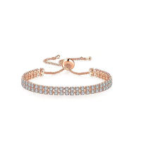 Pulsera de tenis para mujer de lujo práctico ajustable garras mosaico Zirconia Color oro rosa joyería de moda regalo - details 5